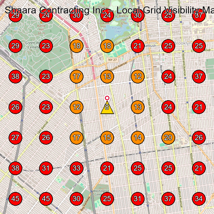 Shaara Contracting Inc GeoGrid visibility map for Masonry Contractor in Brooklyn